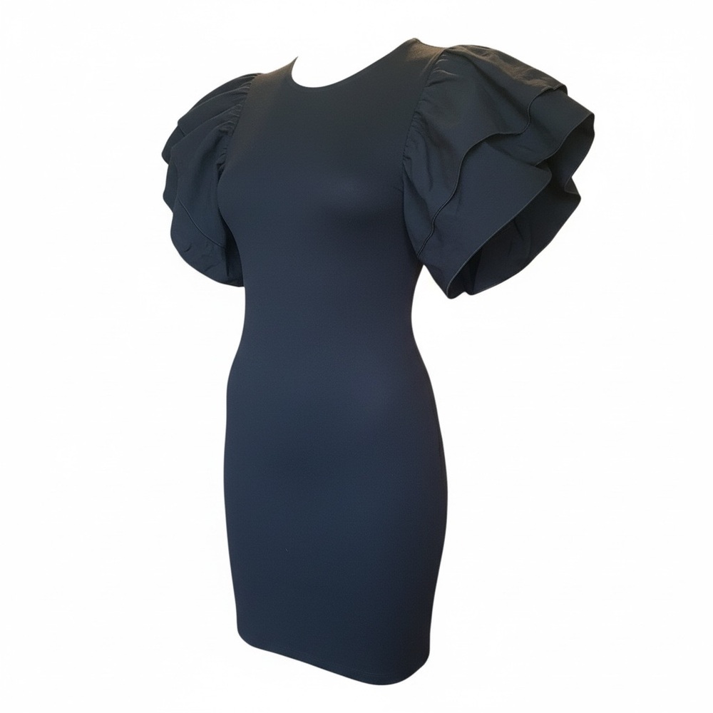 Zara Black Mini Dress with Ruffle Sleeves